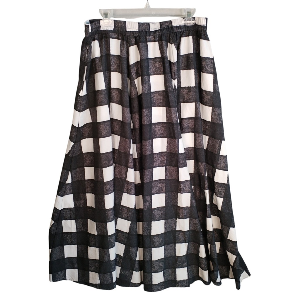 Cato Est. 1946 Black White Buffalo Check Plaid‎ Maxi Skirt Large Elastic Waist - Picture 8 of 8